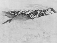 © Wikipedia - Tuschezeichnung Goethes mit Blick nach Italien vom Gotthardt, 1775